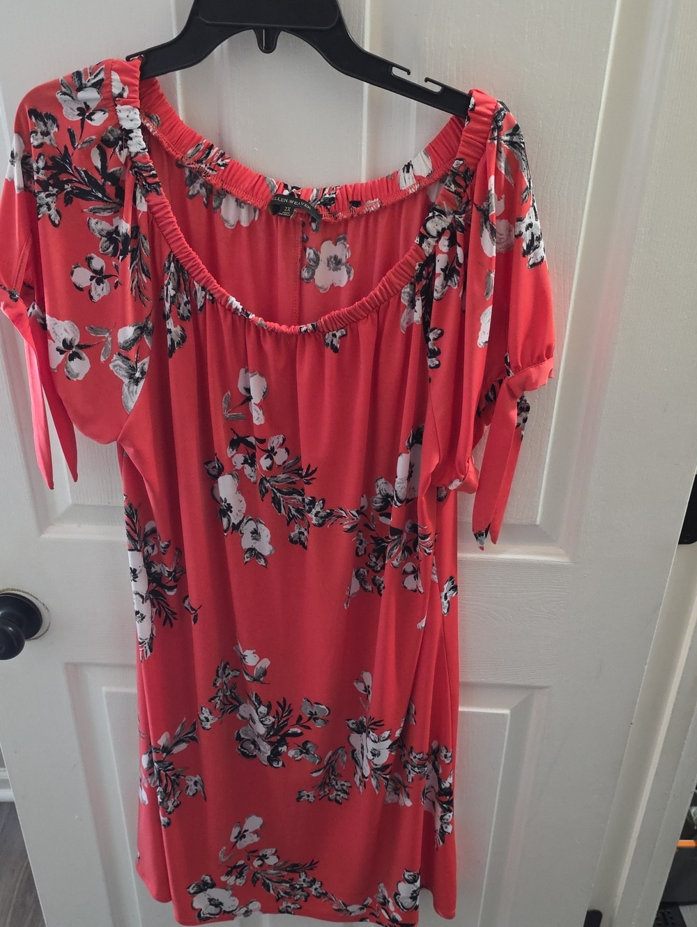 Coral Floral Off-Shoulder Women’s Dress